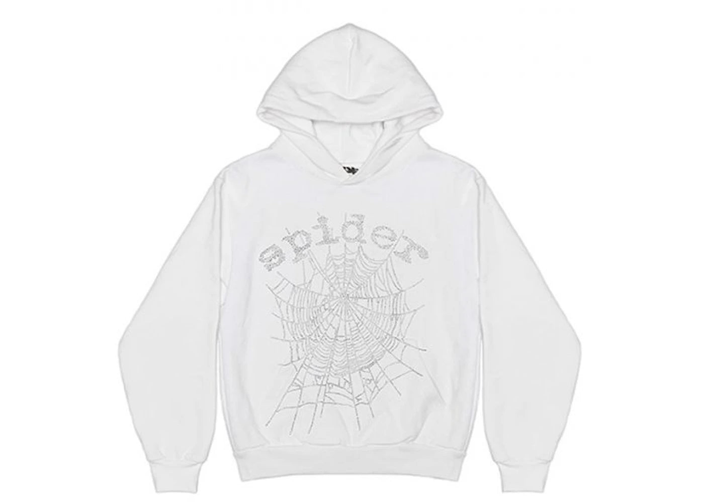 Sp5der OG Rhinestone Logo Hoodie-White
