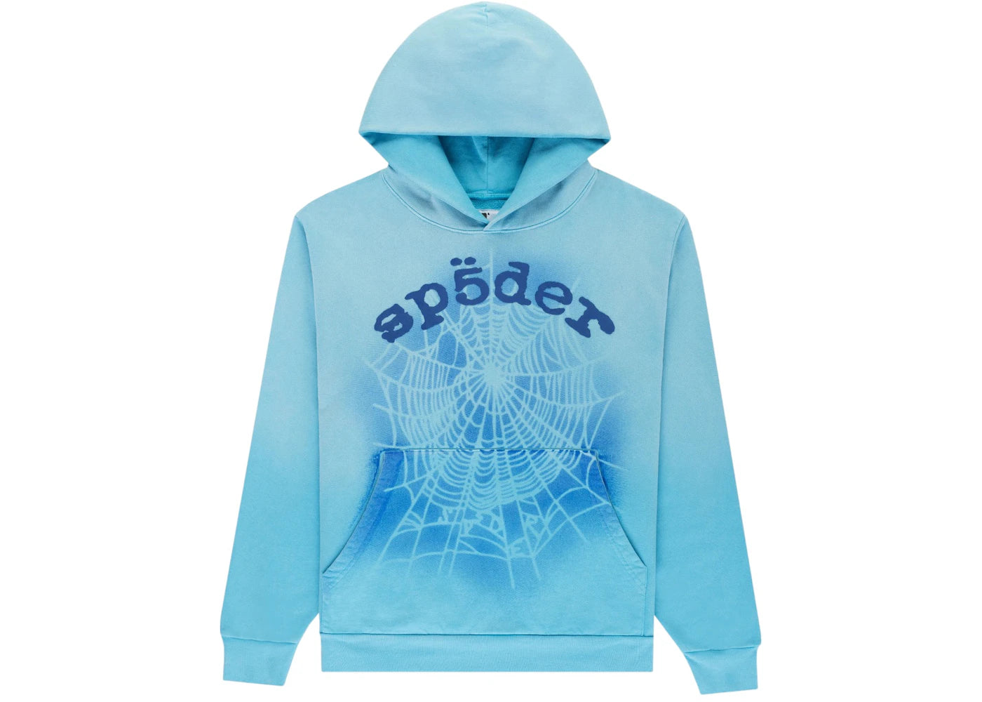 Sp5der OG Web V2 Spray Hoodie-Light Blue