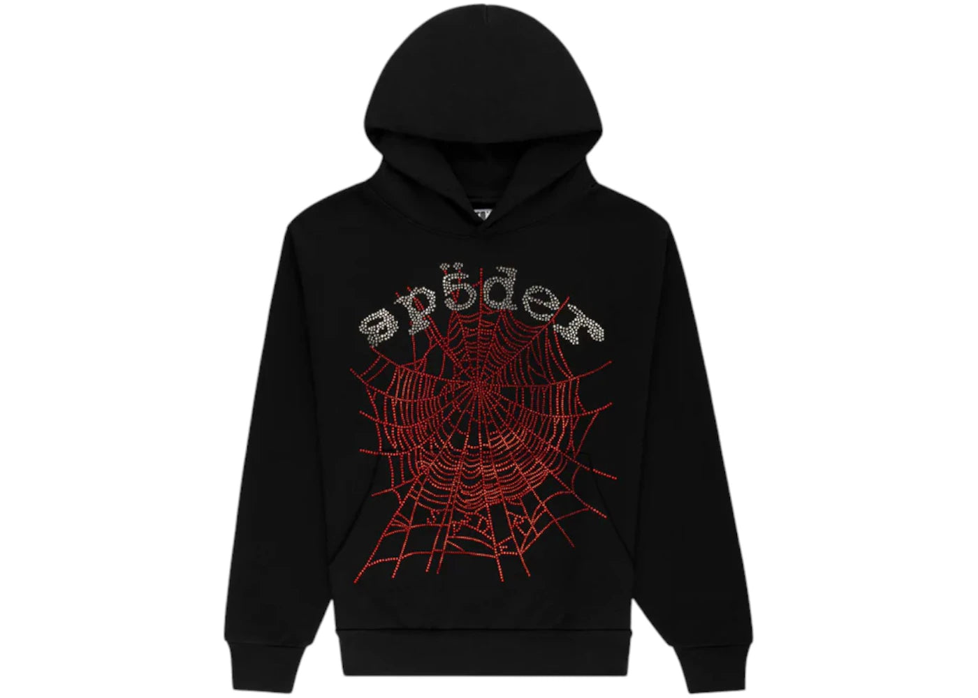 Sp5der Rhinestone OG Web V2 Hoodie-Black