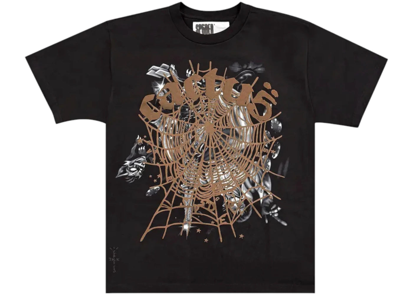 Sp5der x Travis Scott Cactus Jack Airbrush T-shirt-Black