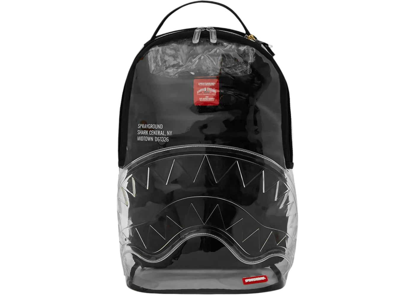 Sprayground Clear Shark Central Backpack Black/Clear - main view