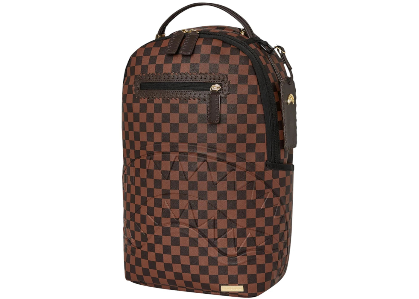 Sprayground Core Emboss Check Backpack Backpack Brown Black - main view