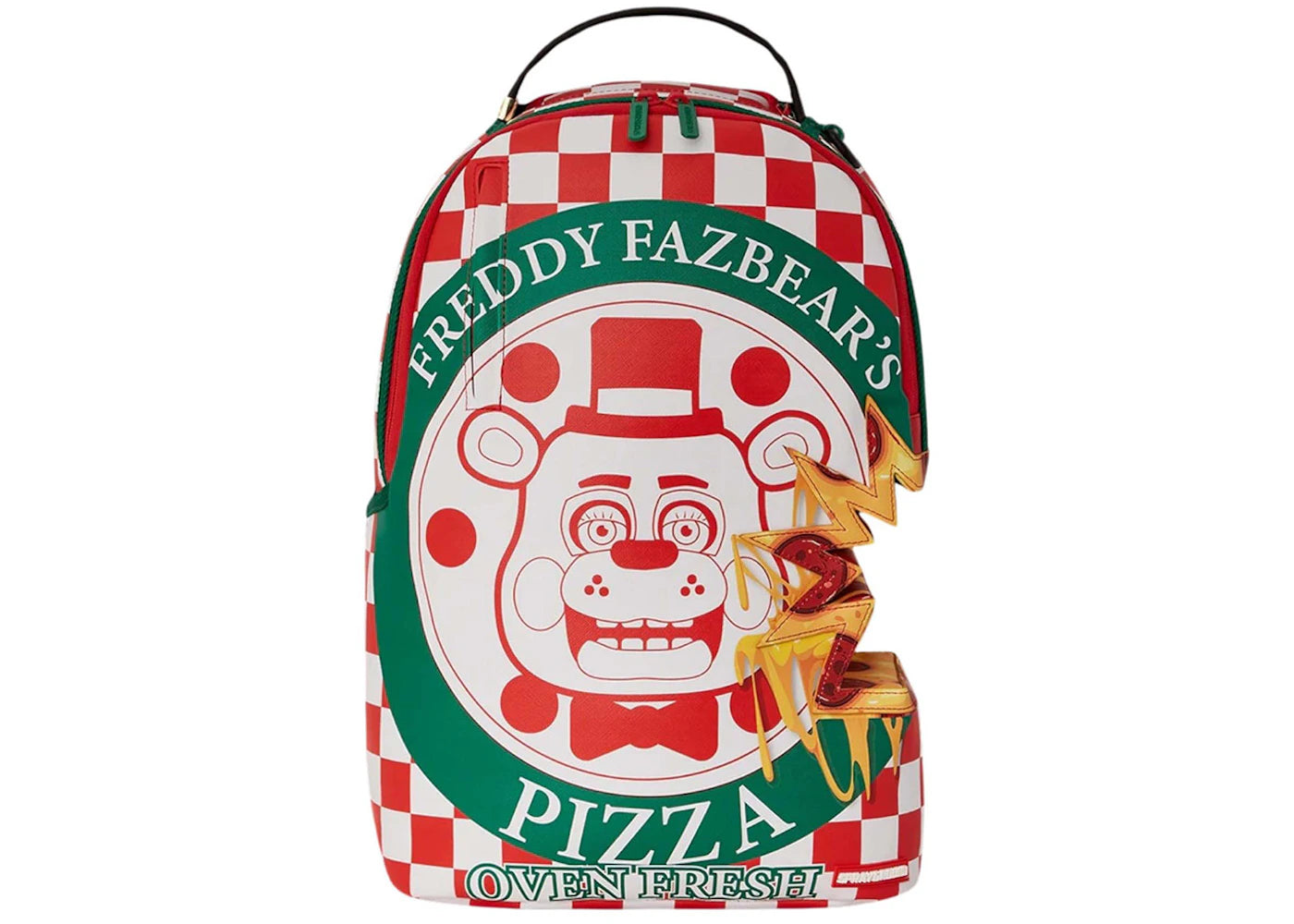 Sprayground x Five Nights at Freddy's Pizza Takeout Backpack Red/White/Green - main view