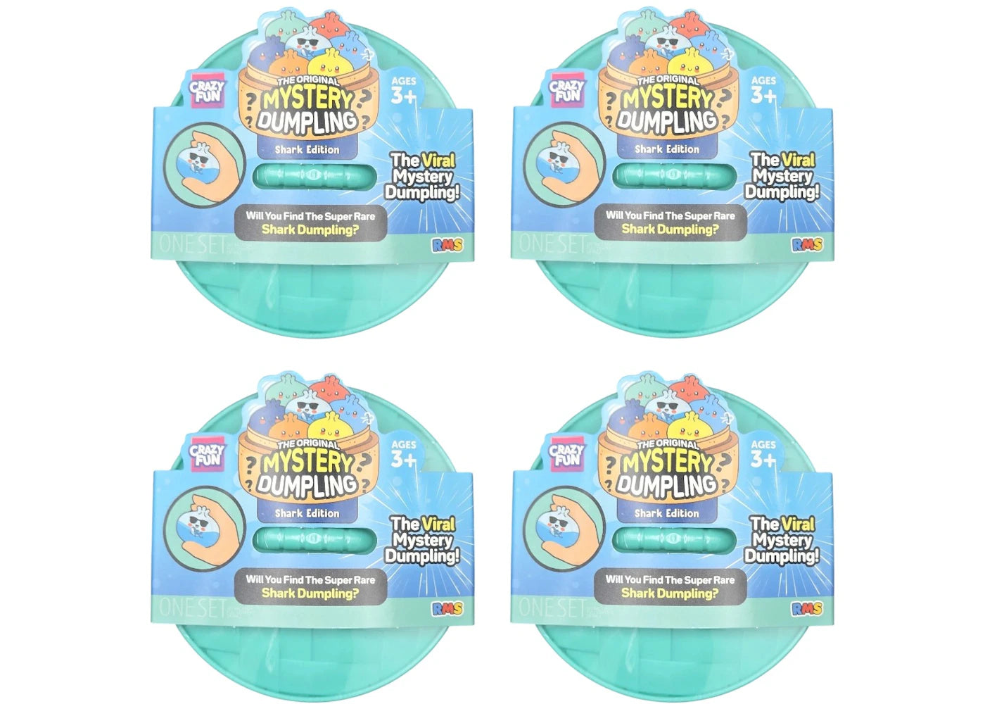 Squishy Bun The Original Mystery Dumpling Shark Edition Blind Box 4x Lot - main view
