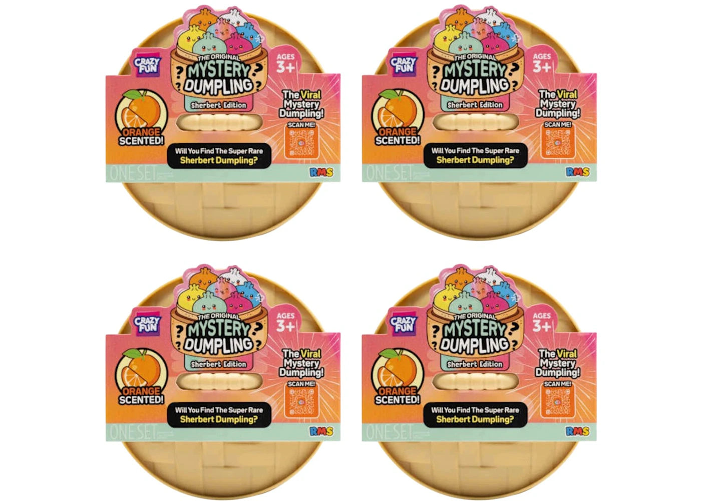Squishy Bun The Original Mystery Dumpling :Sherbert Edition Blind Box 4x Lot - main view