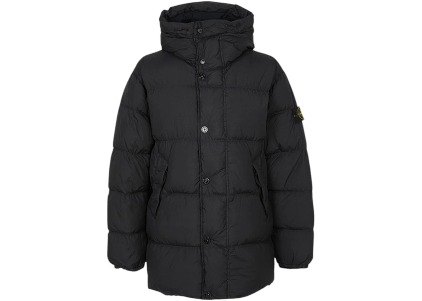 Stone Island Logo Zip Down Jacket-Black