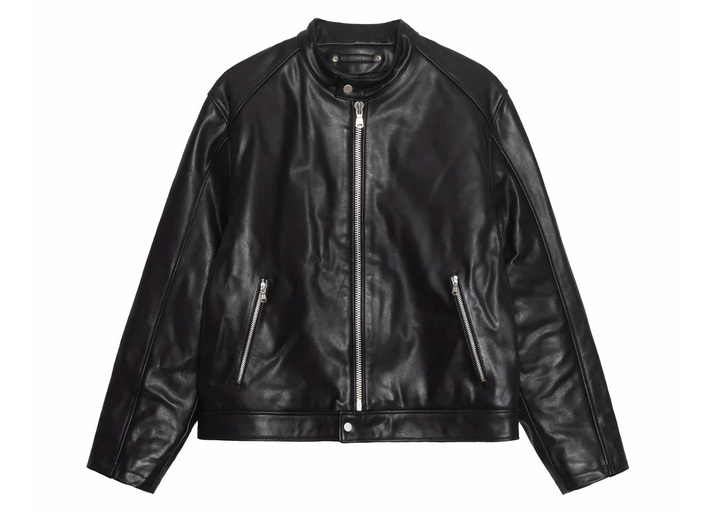 Veste en cuir Stussy Cafe Racer - Noire