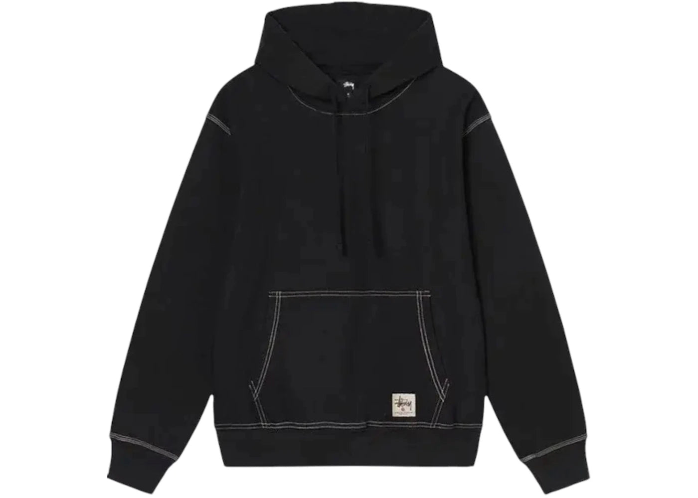 Sweat à capuche Stussy avec étiquette à coutures contrastées - Noir