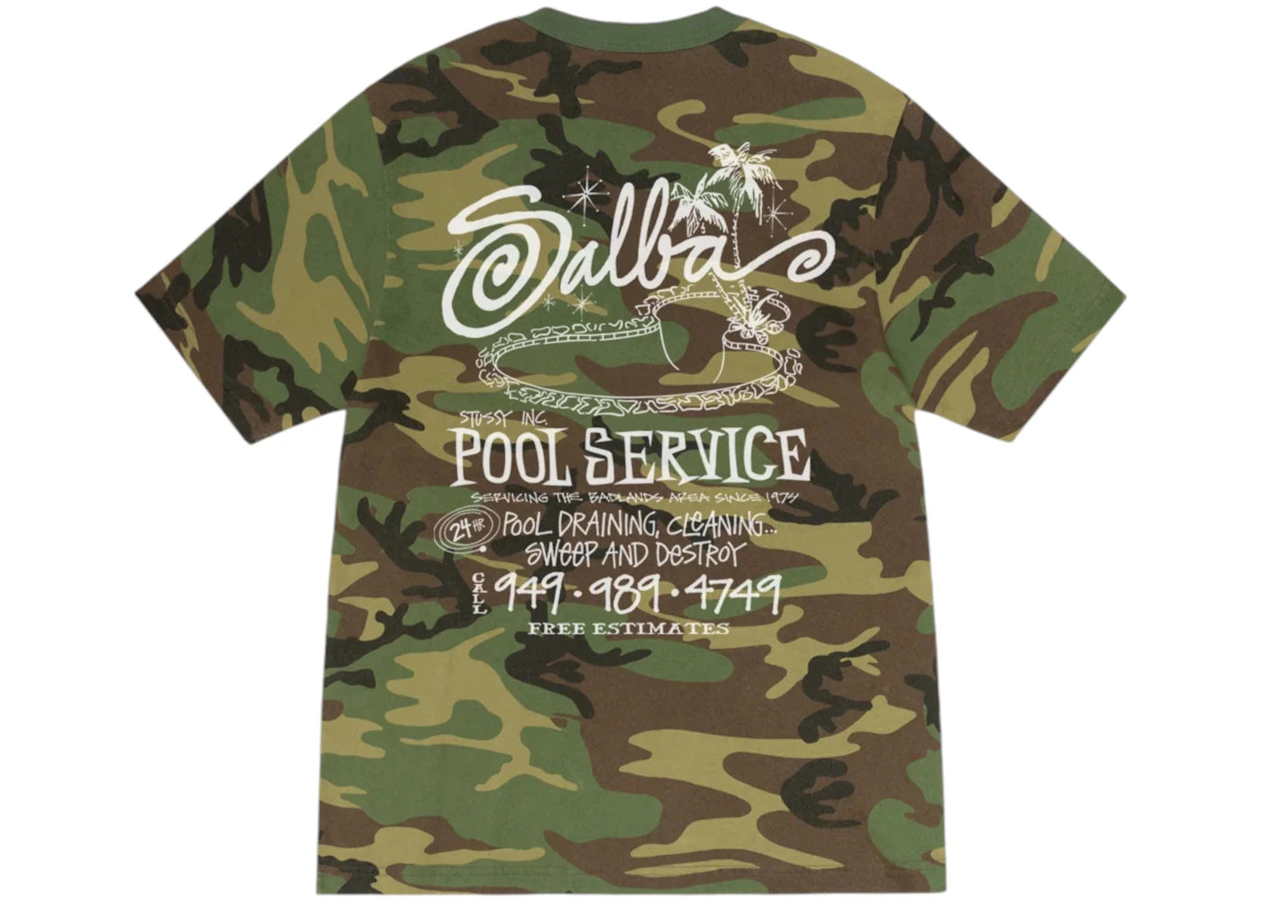T-shirt Stussy Pool Service teint aux pigments - Camouflage