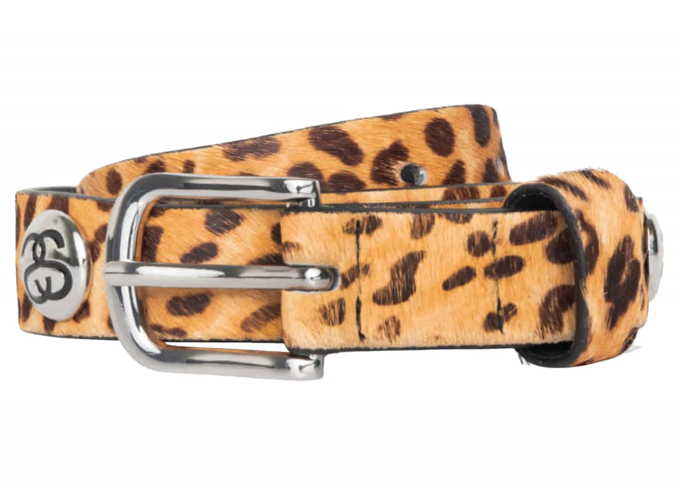 Ceinture Stussy SS-Link cloutée - Imprimé léopard poilu