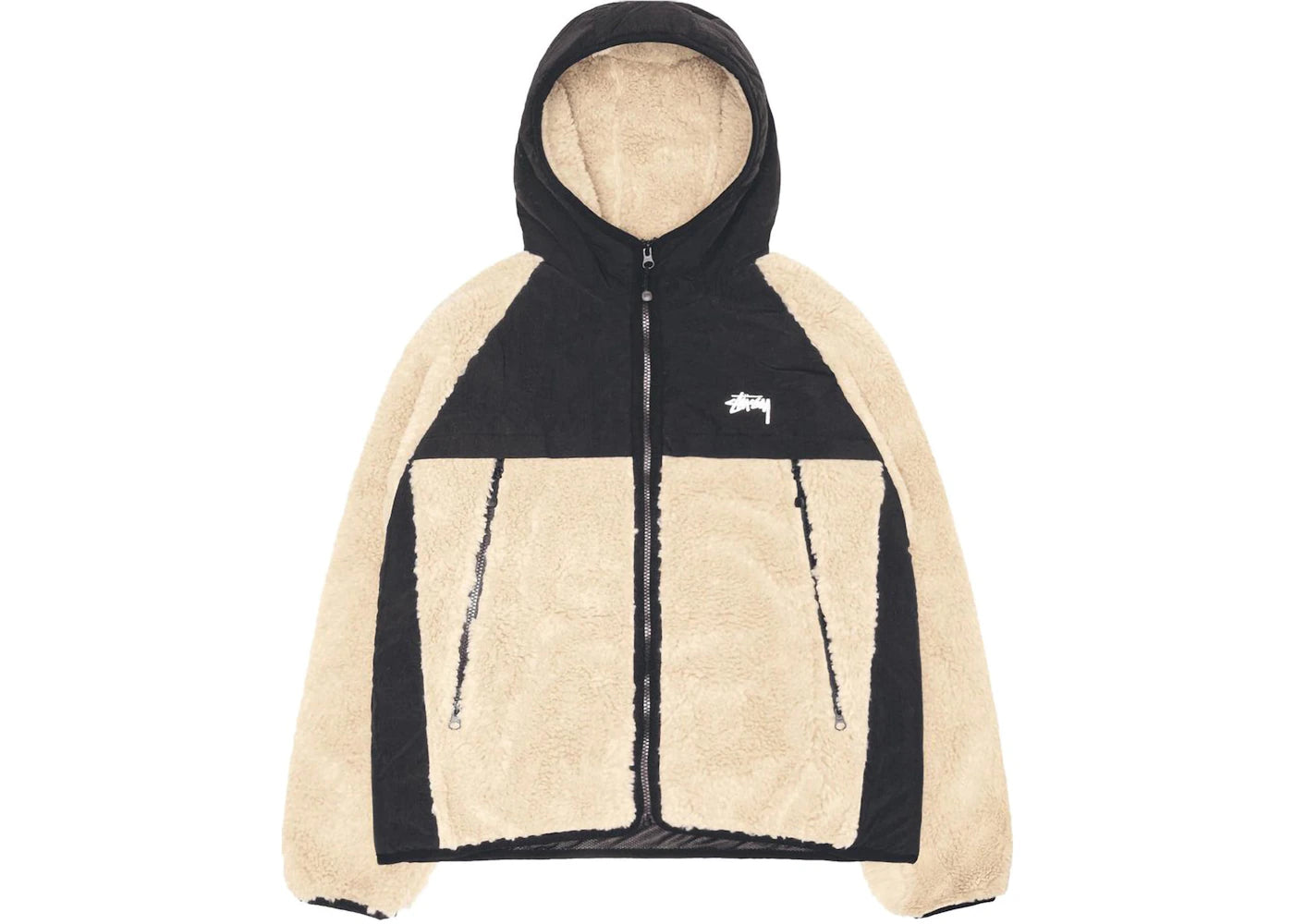 Veste à capuche Stussy en sherpa beige