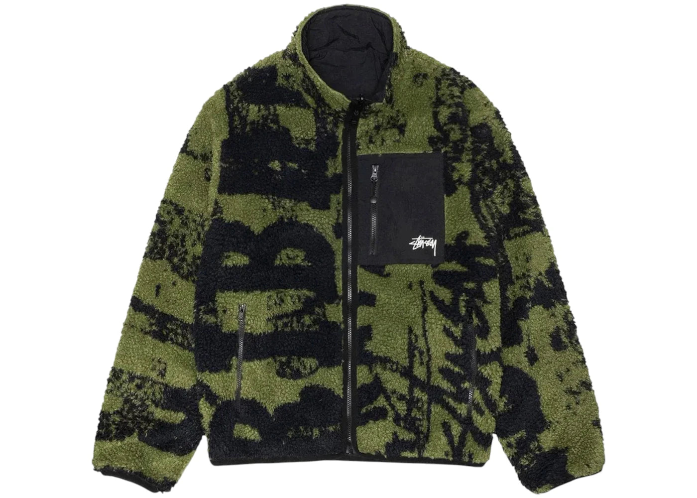 Veste réversible Stussy Sherpa à motif imprimé - Verte