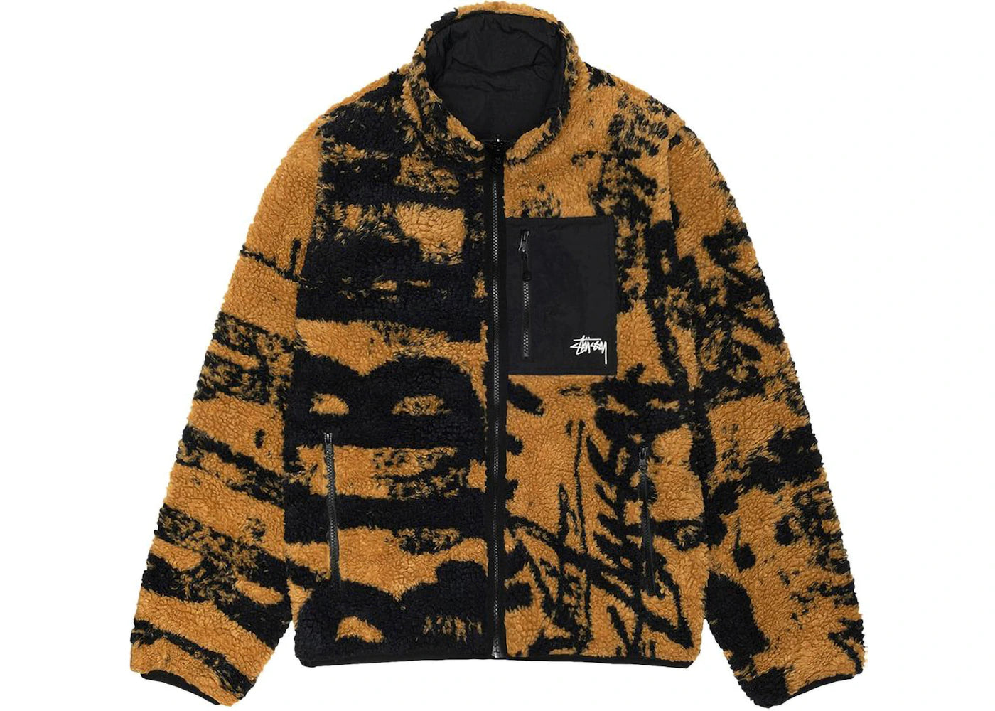 Veste réversible Stussy Sherpa à motif timbre - Jaune