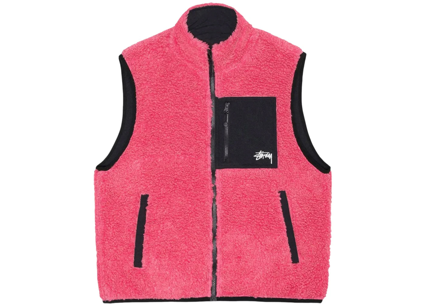 Stussy Sherpa Reversible Vest-Pink