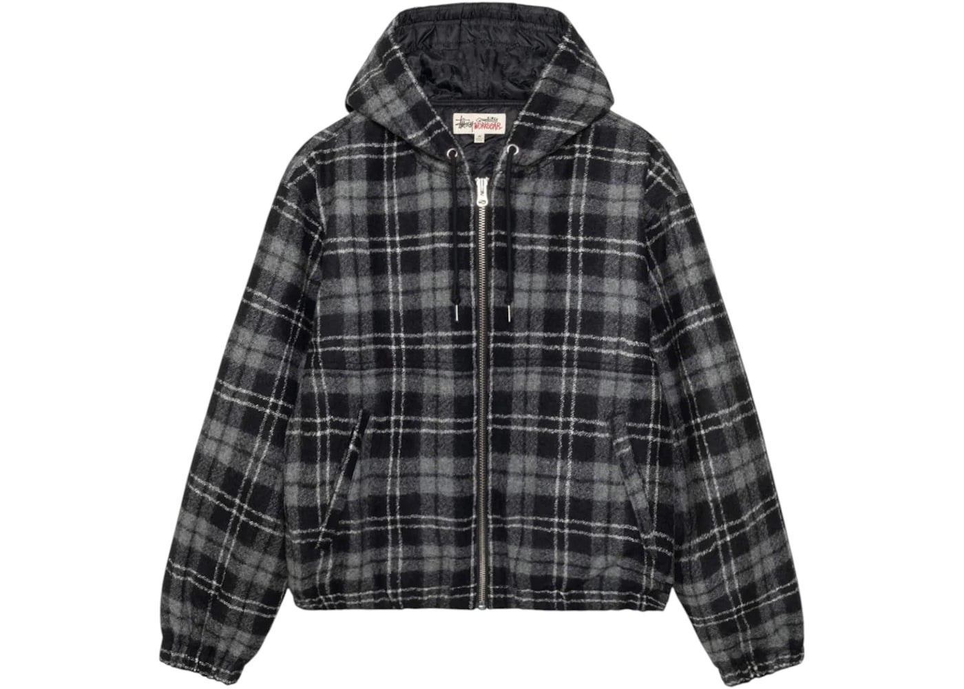 Veste de travail Stussy en laine à carreaux - Gris anthracite