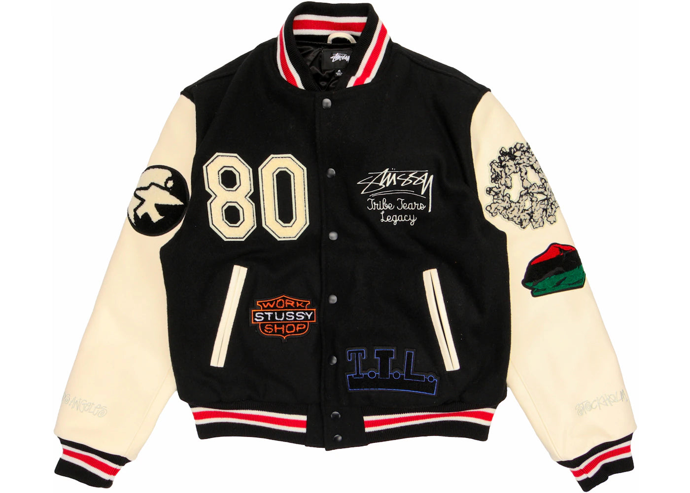 Stussy x Denim Tears X Our Legacy TTL Varsity Jacket-Black/White