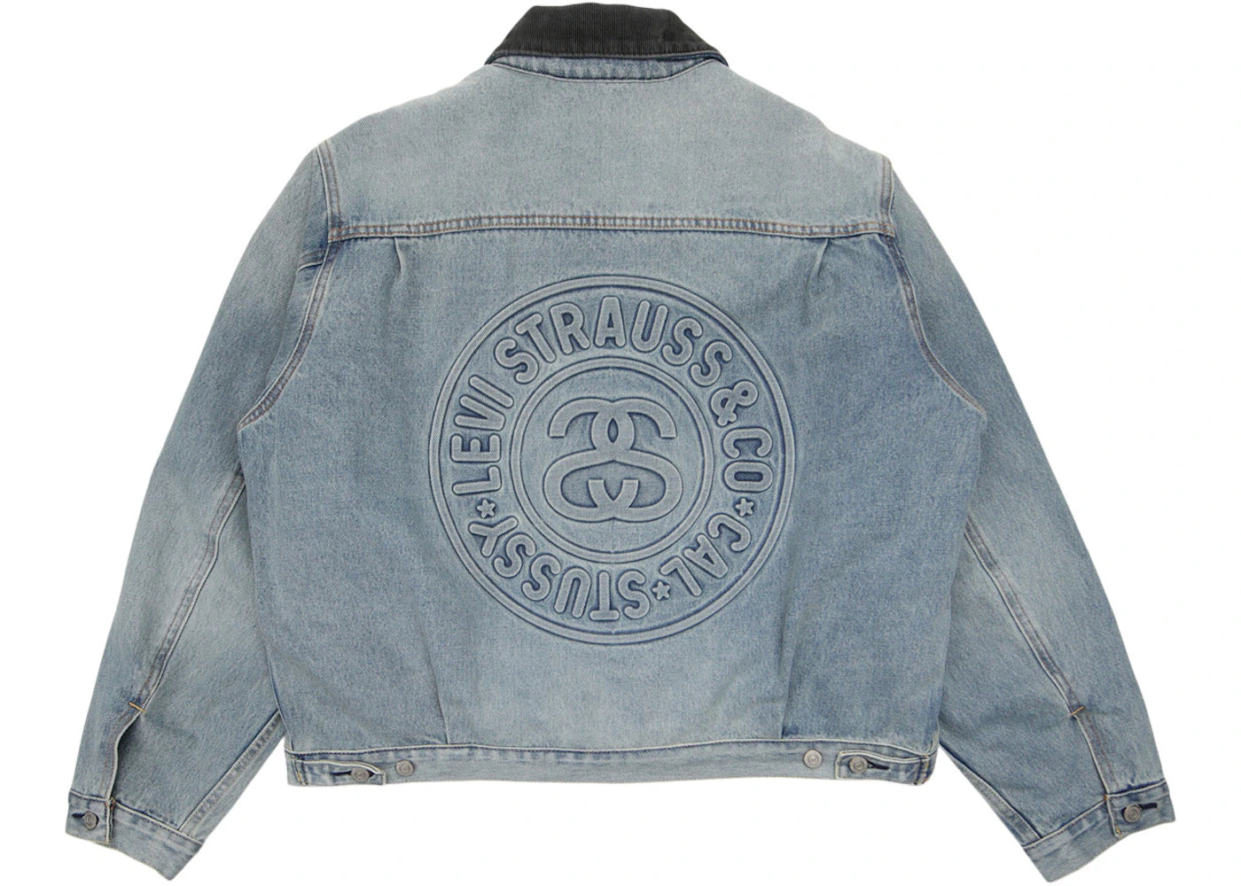 Stussy x Levi's Embossed Praglad Trucker Jacket-Stussy Rugged-Blue