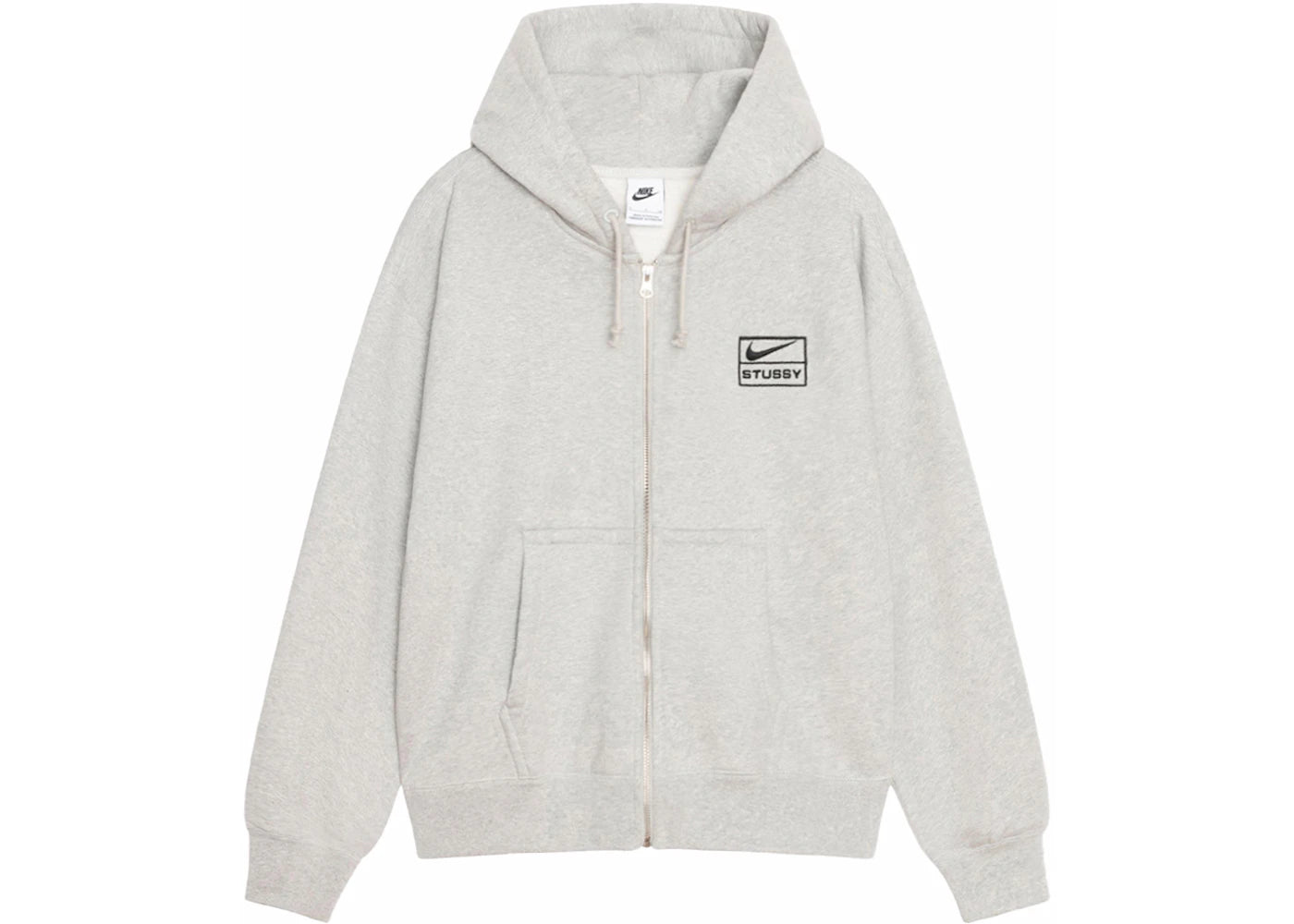 Stussy x Nike Fleece Zip Hoodie (SS24)-Grey Heather