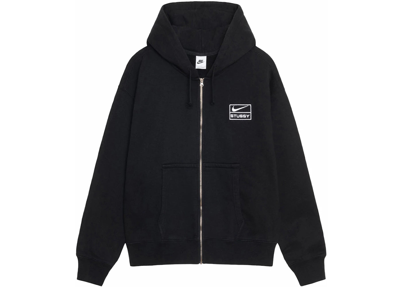 Stussy x Nike Stone Washed Fleece Zip Hoodie (SS24)-Black