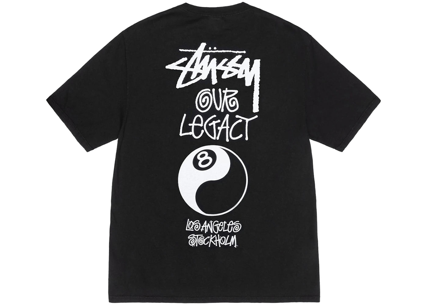 Stussy x Our Legacy Work Shop 8 Ball Yin Yang Pigment Dyed Tee-Black
