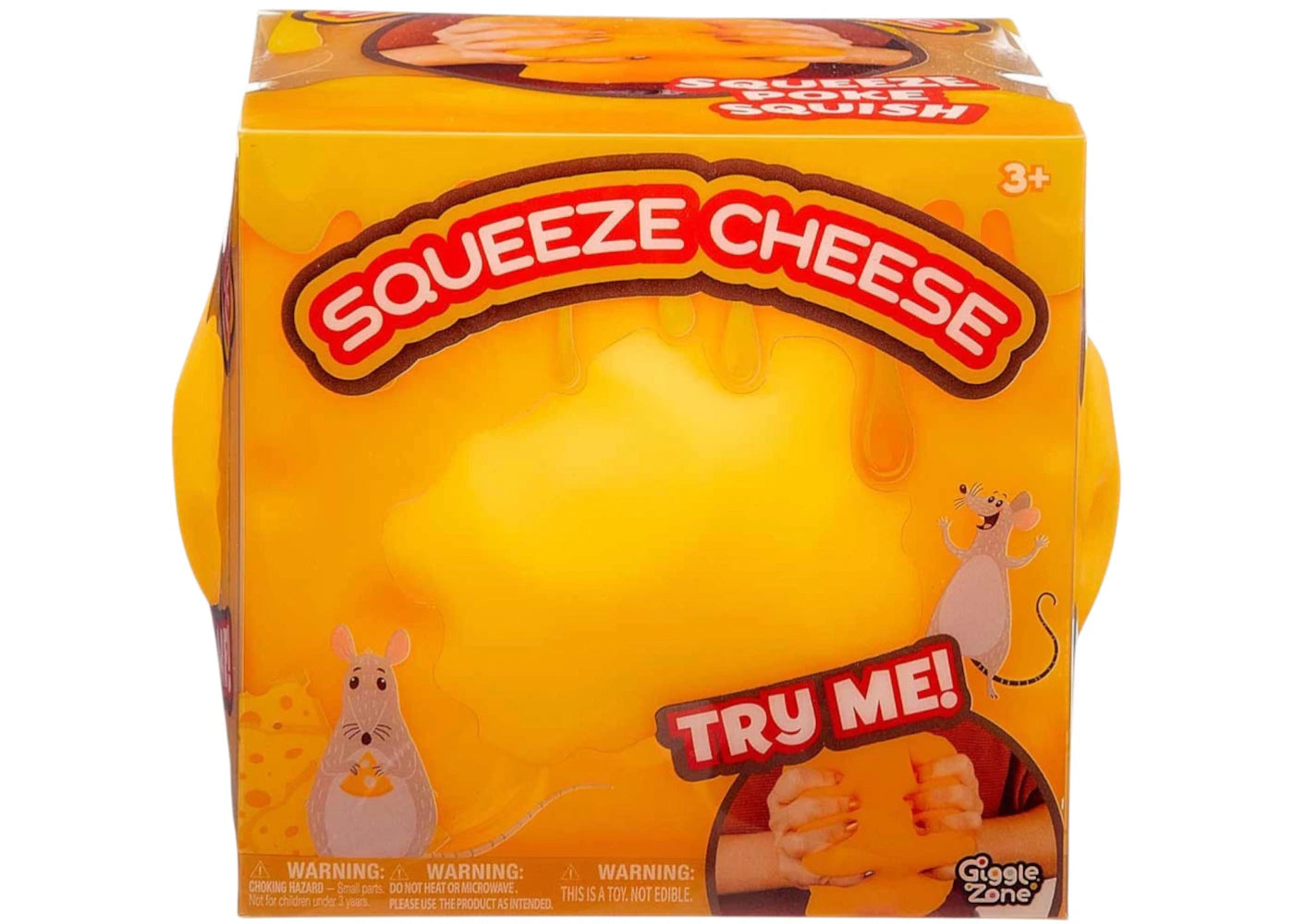 Sunny Days Entertainment Giggle Zone Square Shaped Block Cheese Squeeze Fidget Toy - main view