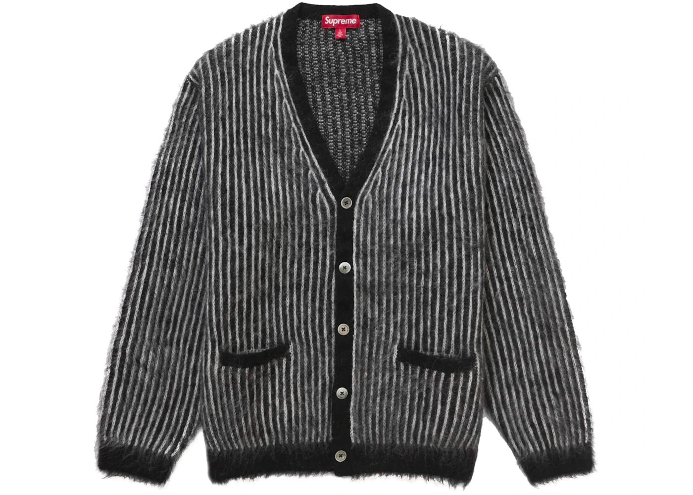 Supreme 2-Tone Mohair Cardigan-Black