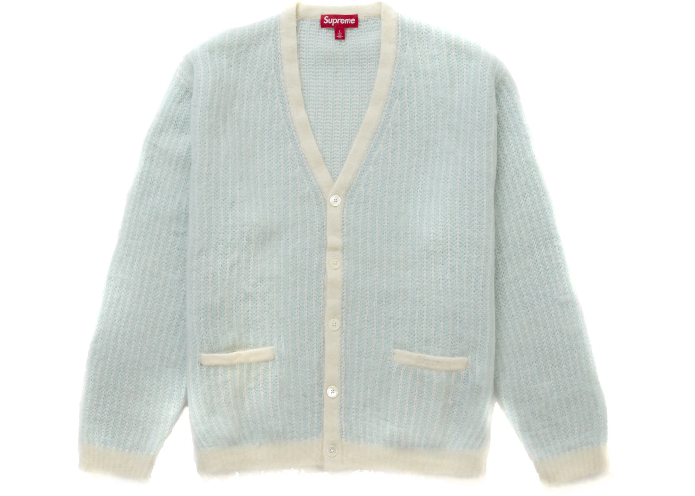 Supreme 2-Tone Mohair Cardigan-Ivory