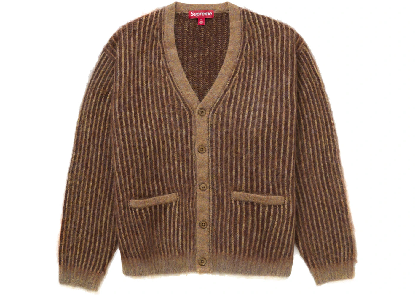 Supreme 2-Tone Mohair Cardigan-Light Brown