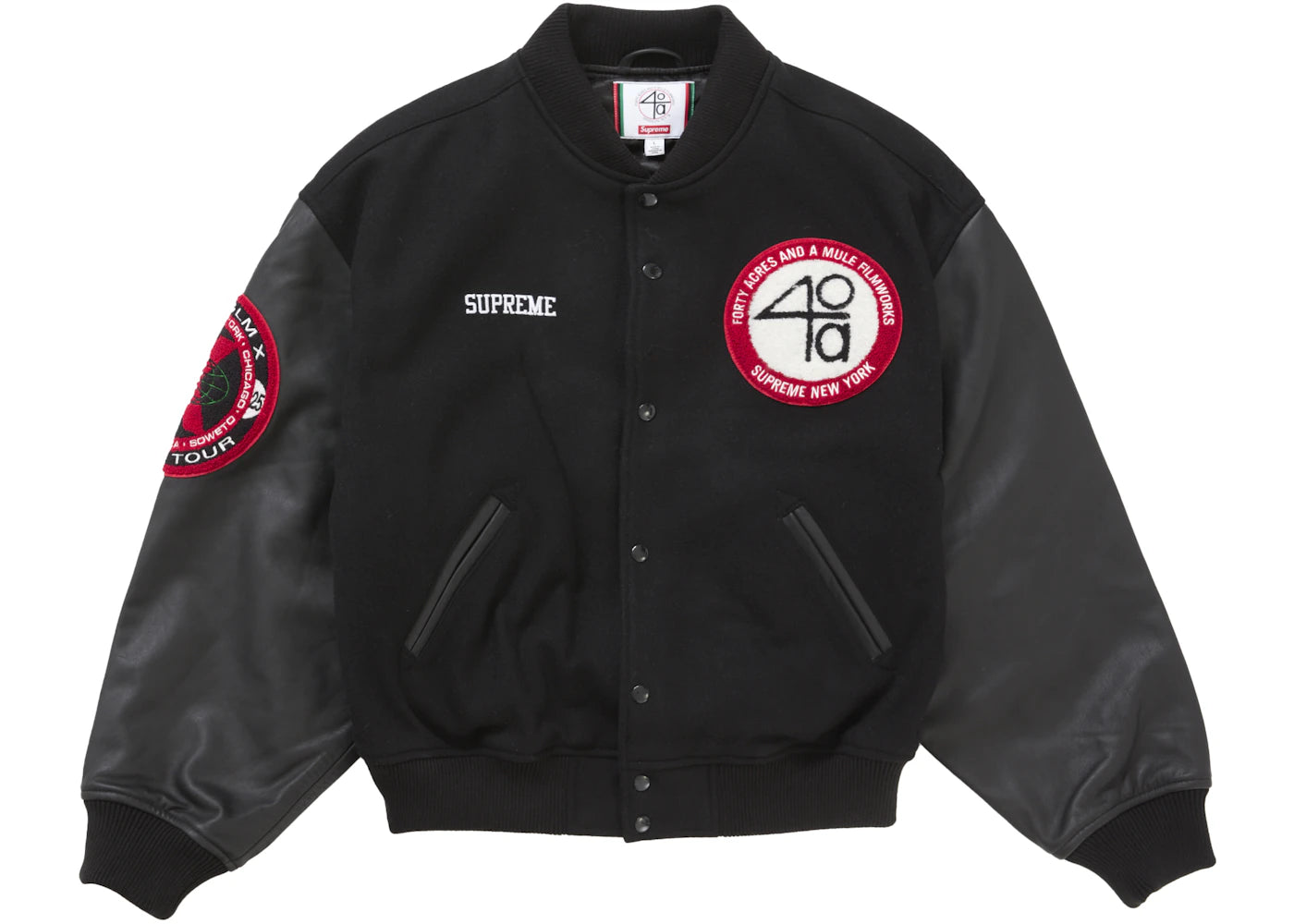 Supreme 40 Acres Malcolm X Varsity Jacket-Black
