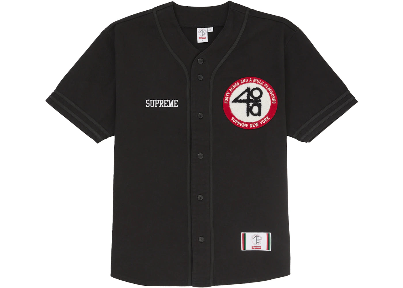 Maillot de baseball Supreme 40 Acres en sergé noir