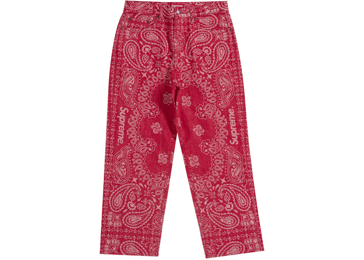 Supreme Bandana Jacquard Baggy Jean-Red