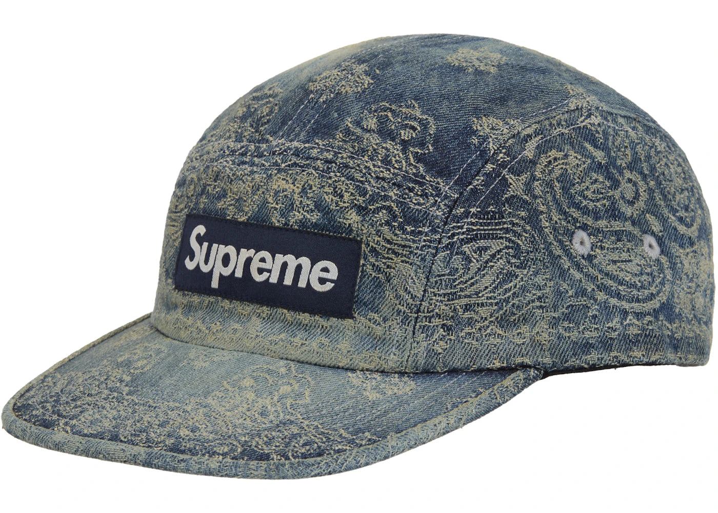 Supreme Bandana Jacquard Denim Camp Cap-Blue