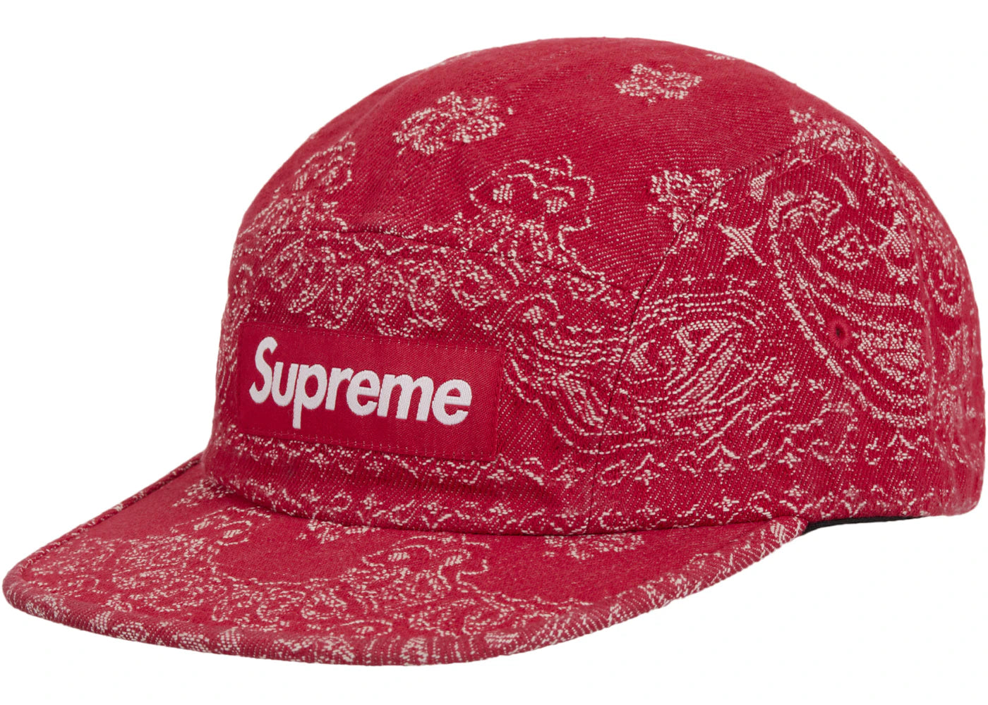 Supreme Bandana Jacquard Denim Camp Cap-Red