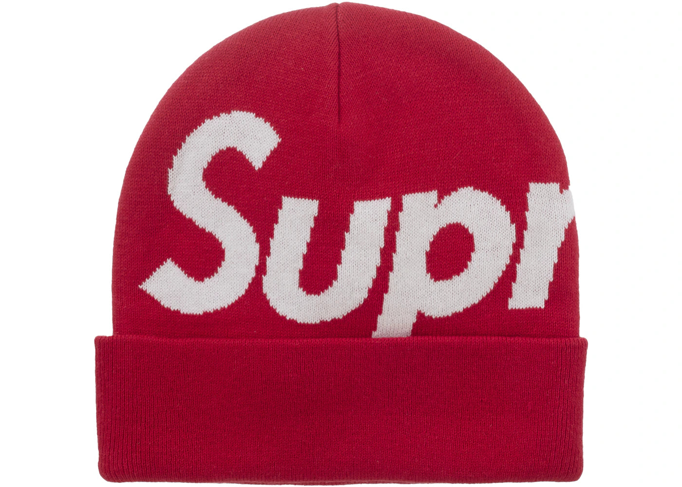 Supreme Big Logo Beanie  Red