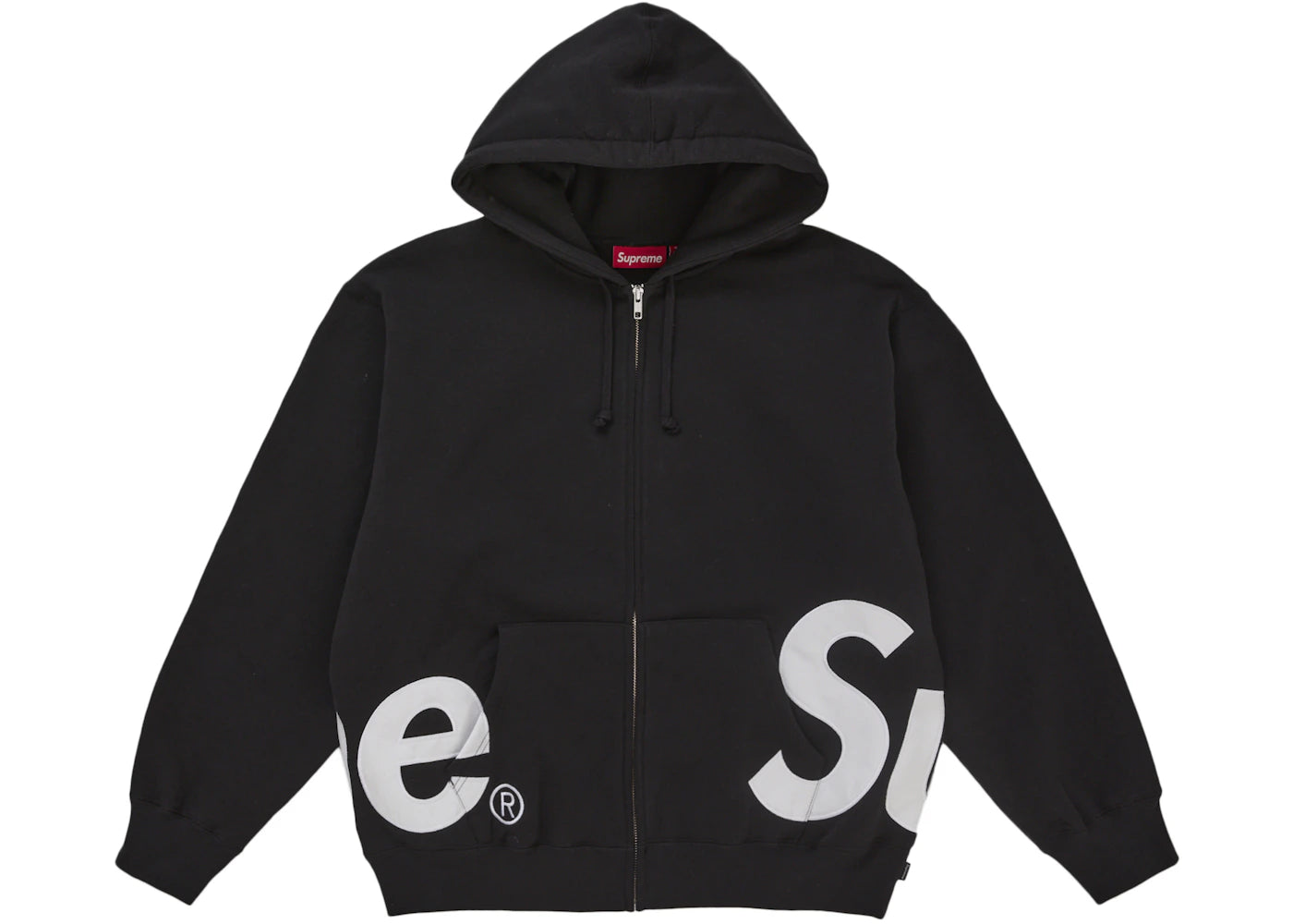Supreme Big Logo Zip Up Hooded Sweatshirt-Black