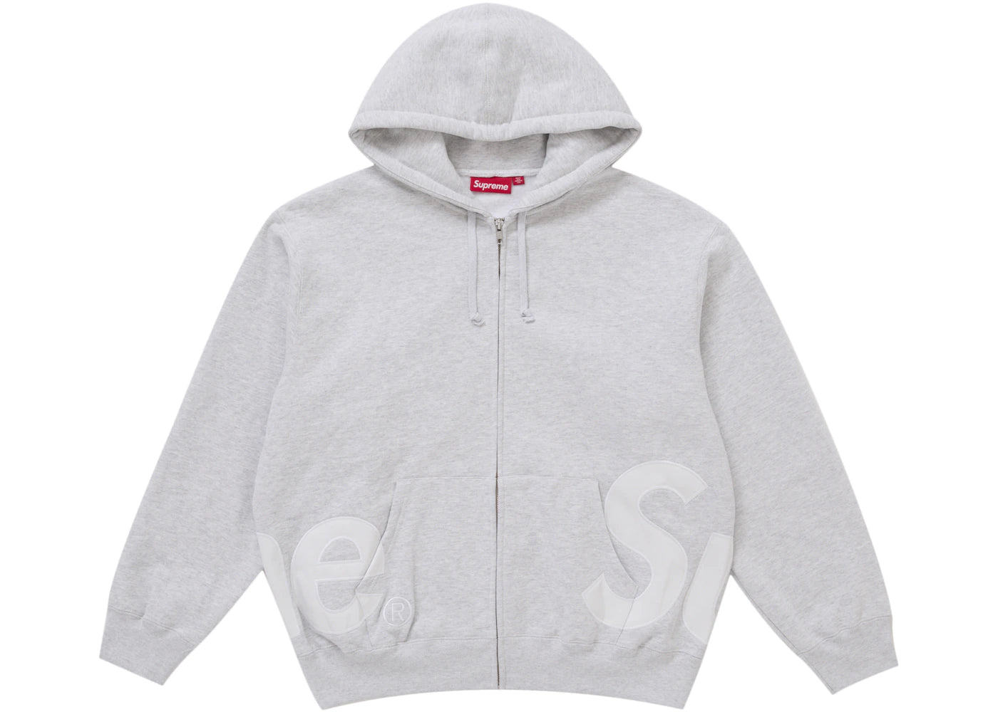 Supreme Big Logo Zip Up Hooded Sweatshirt-Ash Grey