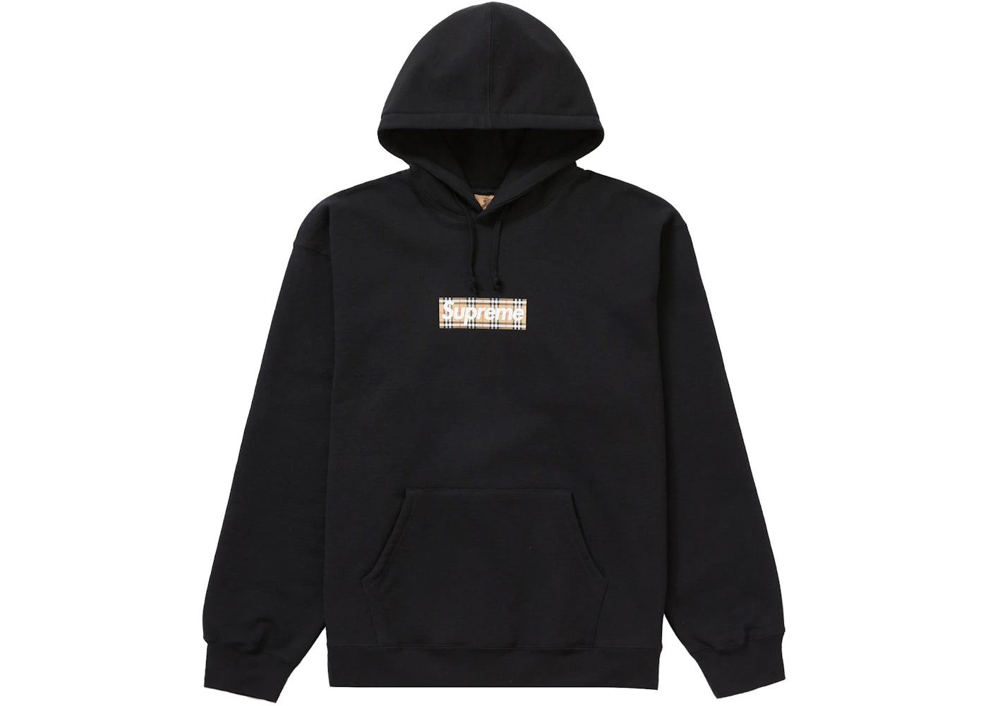 Supreme Burberry Box Logo Hooded Sweatshirt-Black