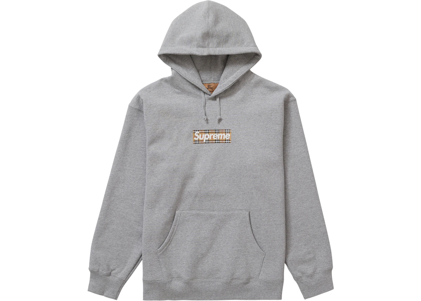 Supreme Burberry Box Logo Hooded Sweatshirt-Heather Grey