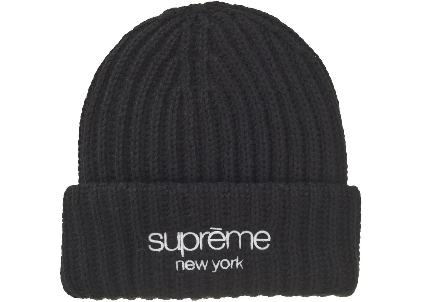 Bonnet côtelé épais à logo classique Supreme (FW24) - Noir