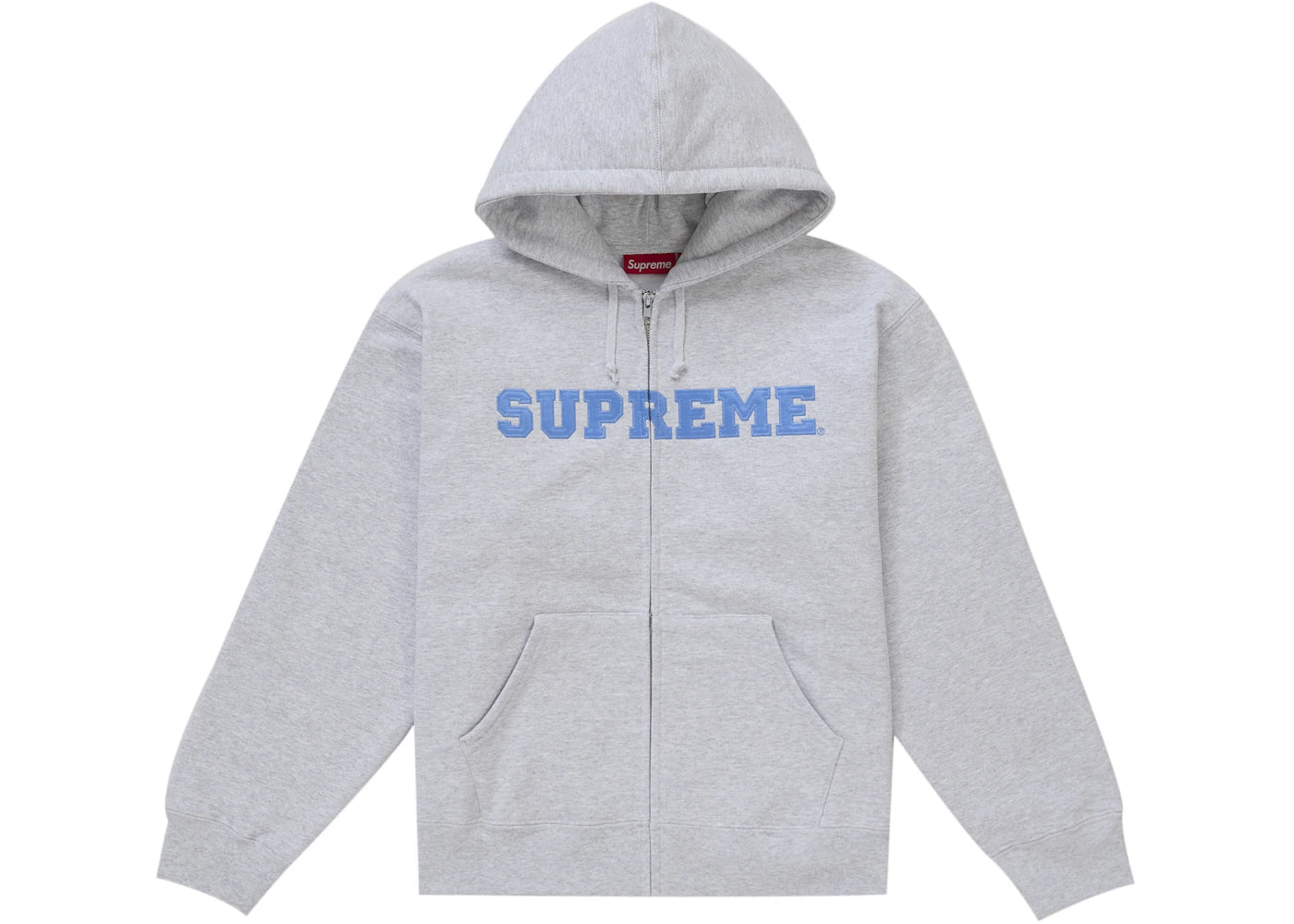 Supreme Collegiate Applique Zip Up Hooded Sweatshirt-Ash Grey
