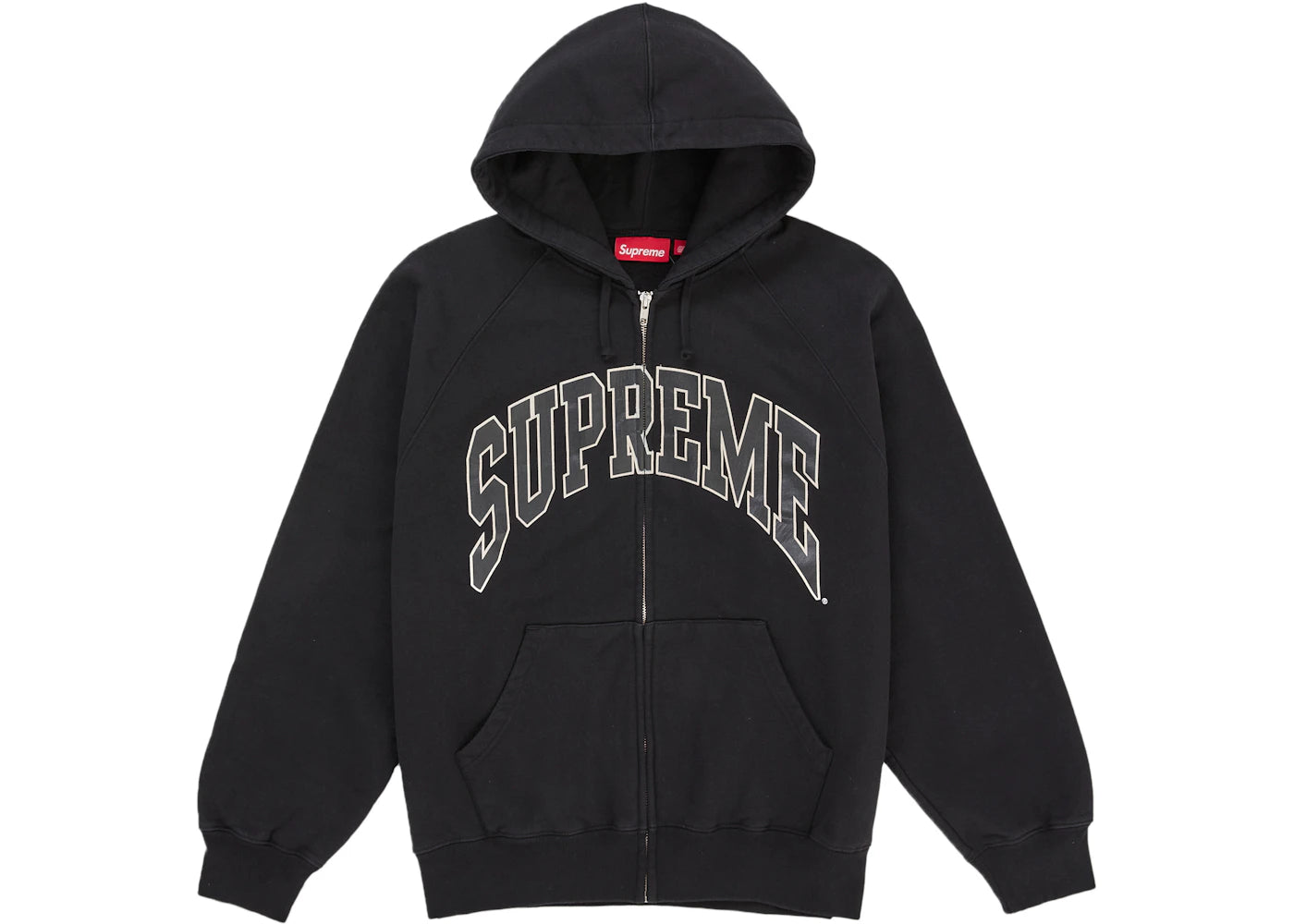 Supreme Cracked Raglan Zip Up Hooded Sweatshirt Black