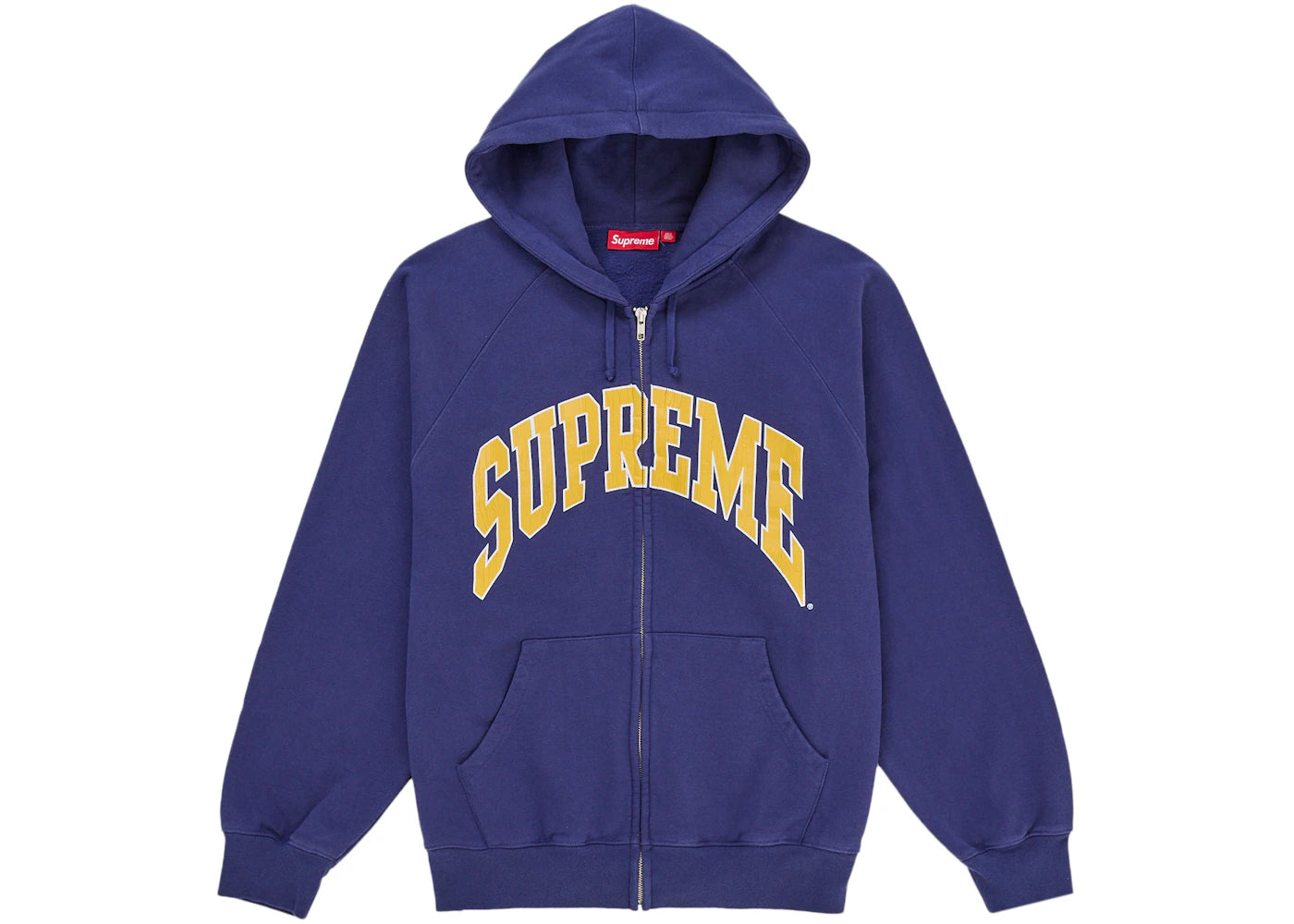 Supreme Cracked Raglan Zip Up Hooded Sweatshirt Washed Navy