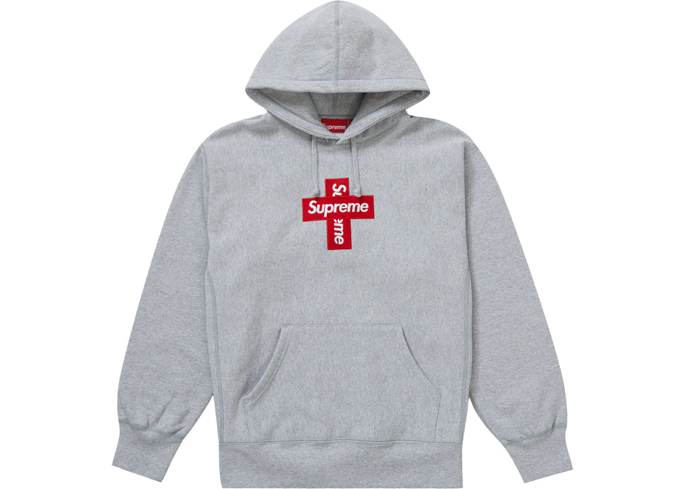 Supreme Cross Box Logo Hooded Sweatshirt-Heather Grey