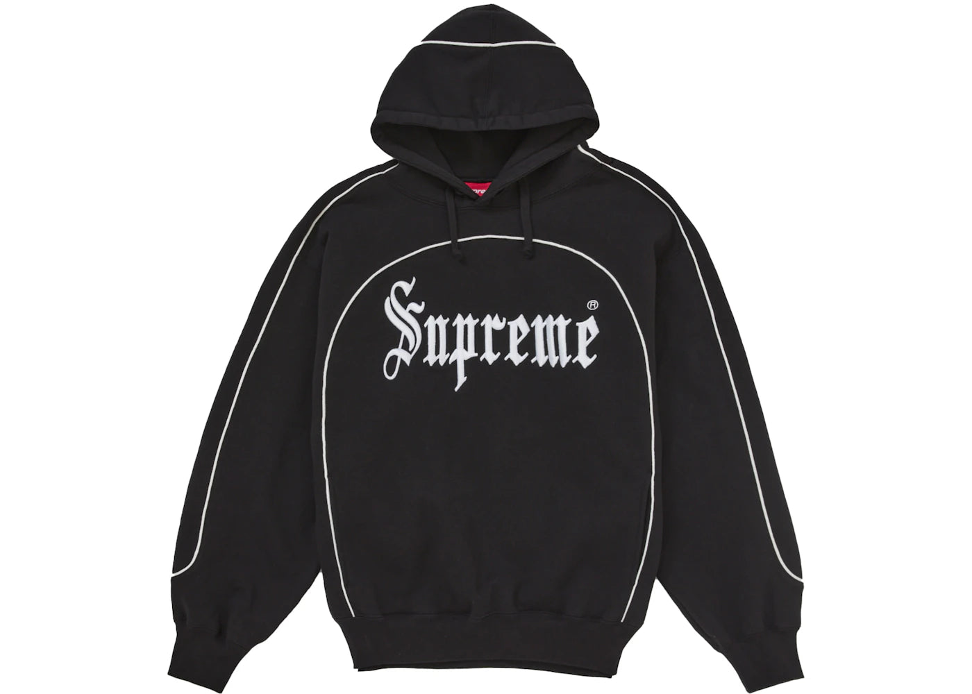 Supreme Curve Piping Hooded Sweatshirt-Black