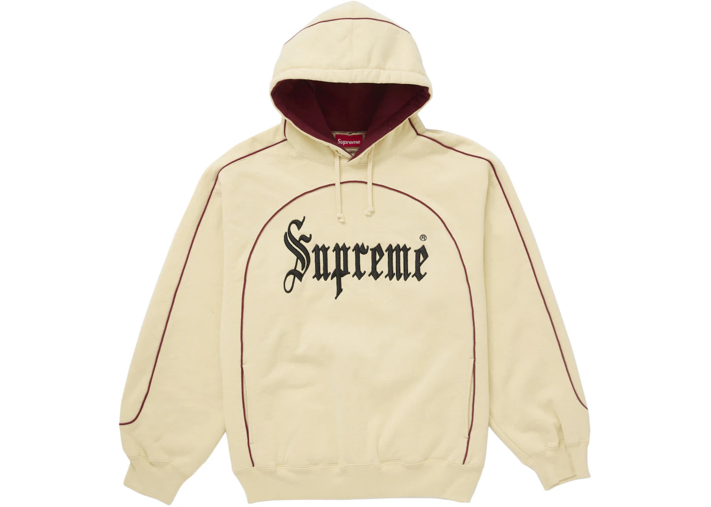 Supreme Curve Piping Hooded Sweatshirt-Natural