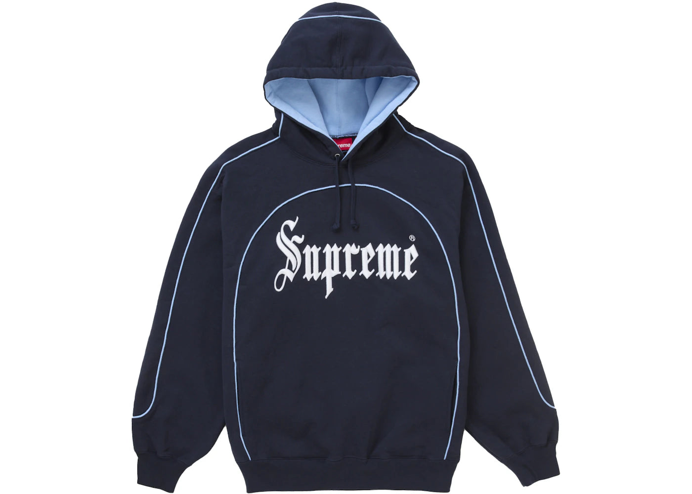 Supreme Curve Piping Hooded Sweatshirt-Navy