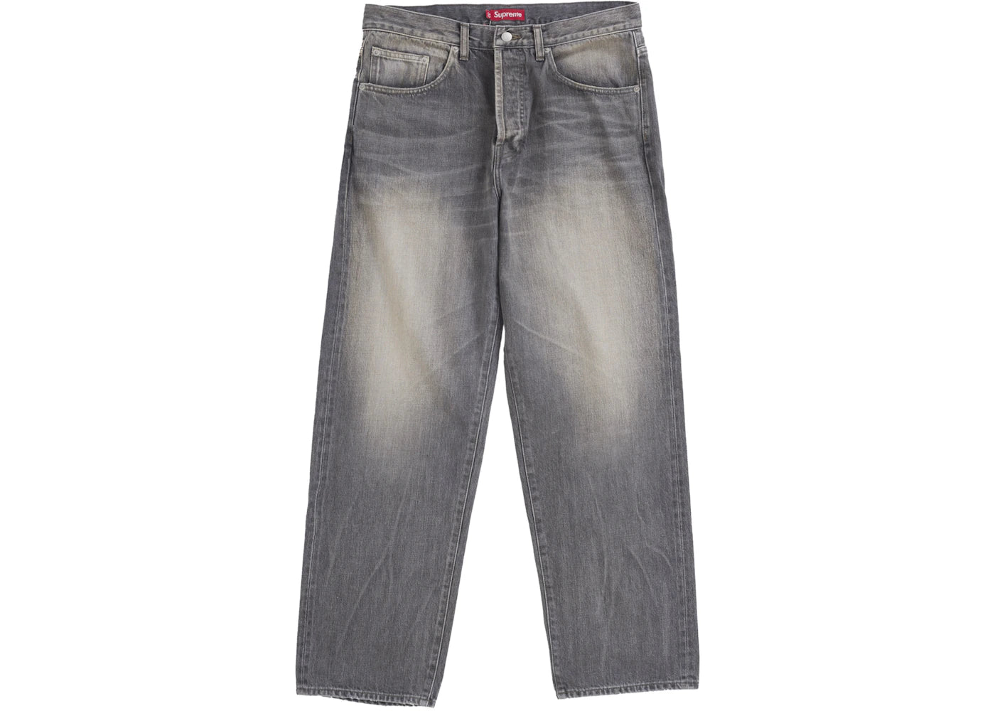 Jean Supreme coupe ample et usé à lisière (SS25) - Gris délavé