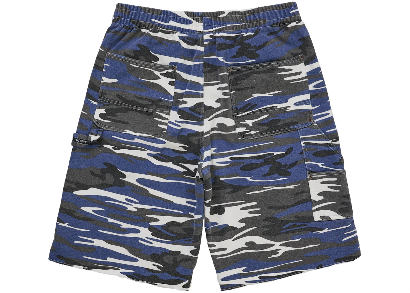 Supreme Double Knee Painter Sweatshort Blue Tiger Camo