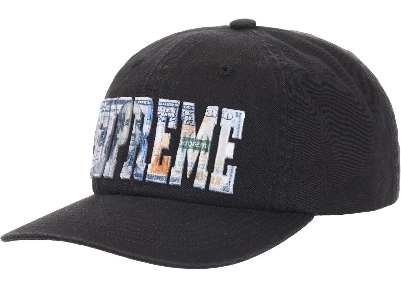 Supreme Embroidered Money Logo 6-Panel Hat Black