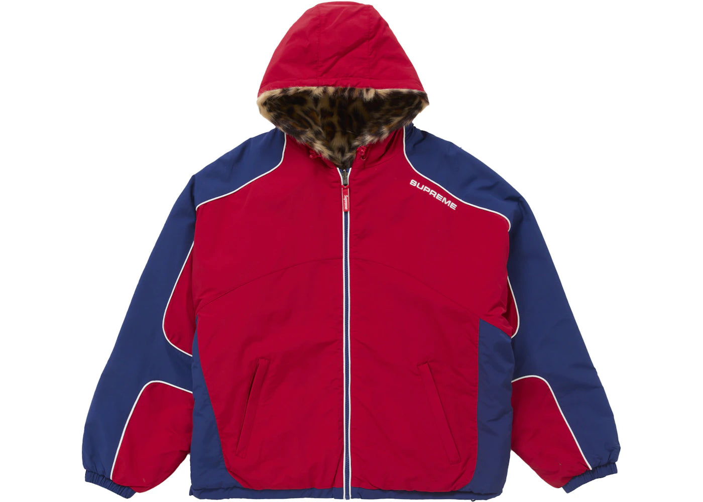 Supreme Faux Fur Reversible Hooded Track Jacket-Red
